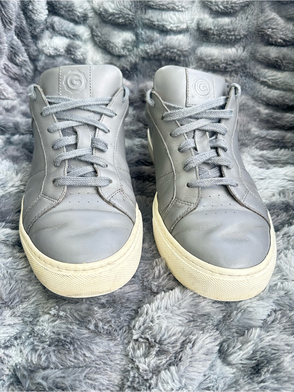 Greats Gray Leather Sneakers with Cream Sole